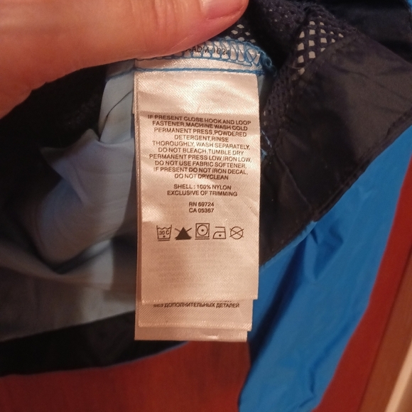 Columbia Nylon Blue & Black Full Zip Hooded Rain & Weather Coat KiDS LARGE - Picture 4 of 5